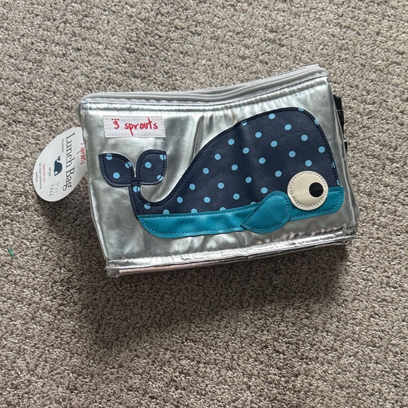 3 Sprouts Other - 3 Sprouts Silver and Blue Whale Kids Lunch Bag